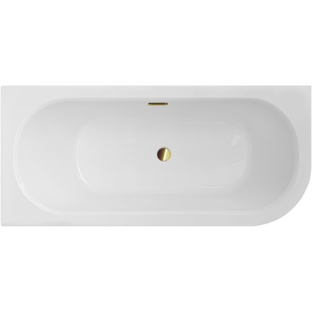 BESCO Wanna narożna AVITA SLIM+ asymetryczna lewa 160x75 syfon złoty