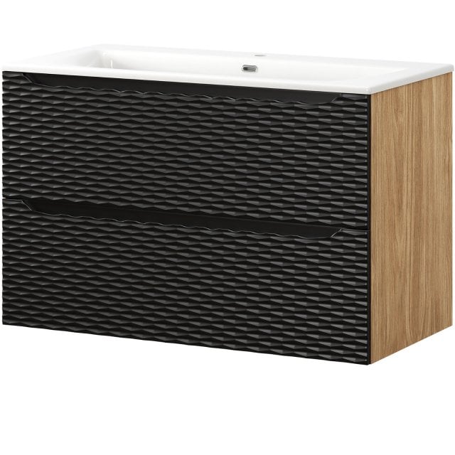 COMAD Szafka OCEAN BLACK z umywalką meblową SKY 90 cm