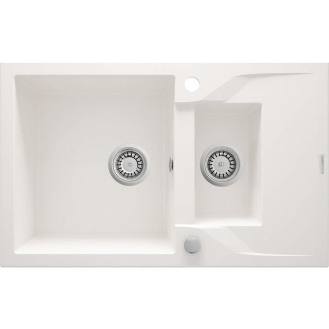 DEANTE Zlewozmywak granitowy ANDANTE 1,5-komorowy z ociekaczem alabas