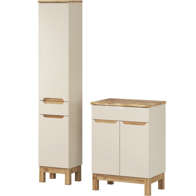 COMAD Zestaw mebli BALI CASHMERE szafka z blatem NATURE WOTAN 60 cm,