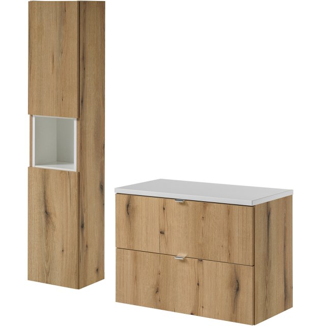 COMAD Zestaw mebli NOVA OAK szafka z blatem WHITE 80 cm, słupek 30 cm