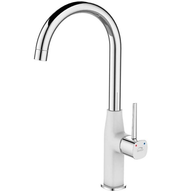 LAVEO Bateria kuchenna stojąca POLA z obrotową wylewką U biała/chrom