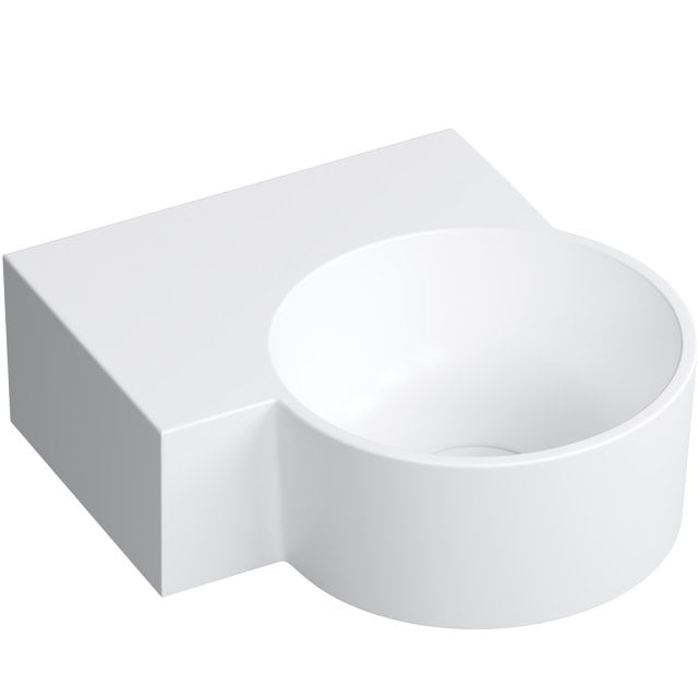 OMNIRES Umywalka nablatowa OVO M+ wisząca-lewa 33x34 cm biały mat OVO