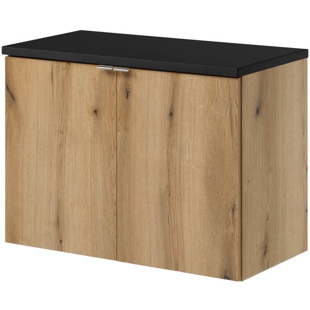 COMAD Szafka podumywalkowa z drzwiami NOVA OAK z blatem BLACK 80 cm