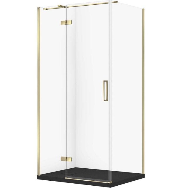 CERSANIT Zestaw kabina prostokątna JOTA lewa 100x80 złota, brodzik TA