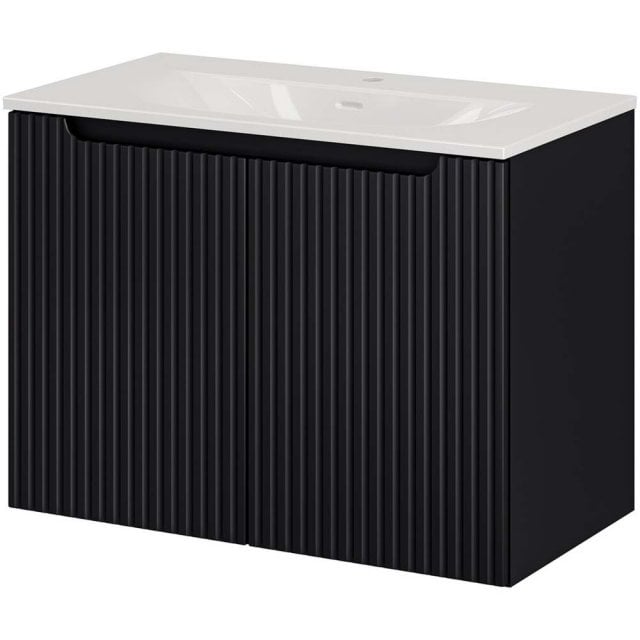 COMAD Szafka z drzwiami NOVA BLACK z umywalką meblową SKY 80 cm