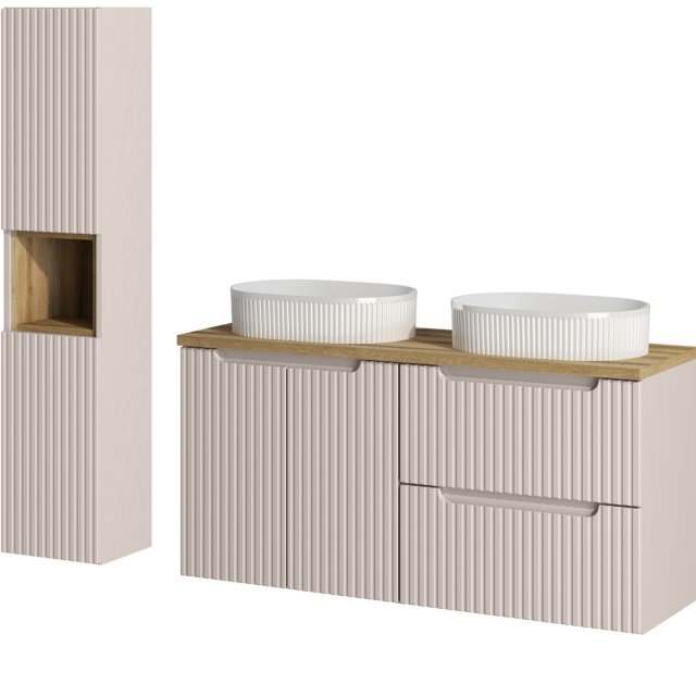 COMAD Zestaw mebli NOVA CASHMERE 2 szafki z blatem OAK 120 cm, 2 umyw