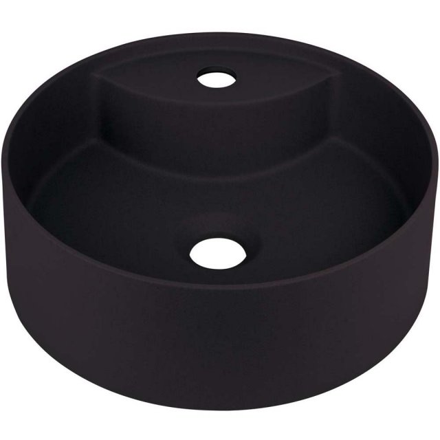 DEANTE Umywalka nablatowa SILIA z wyspą na baterię granitowa czarna C