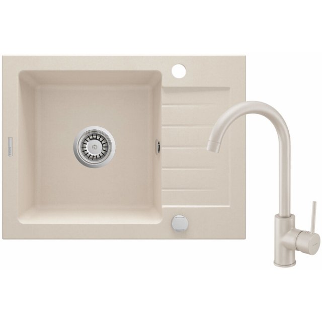 DEANTE Zlewozmywak granitowy ZORBA 1-komorowy z ociekaczem z baterią