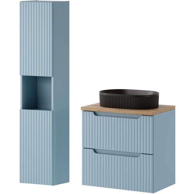 COMAD Zestaw mebli NOVA DENIM szafka z blatem NOVA OAK 60 cm, słupek,