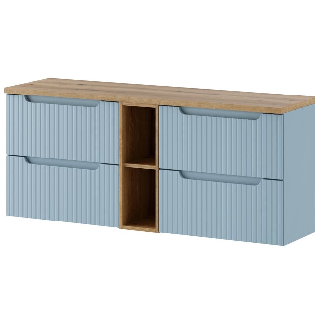 COMAD Zestaw mebli NOVA DENIM 2 szafki z blatem NOVA OAK 140 cm, szaf