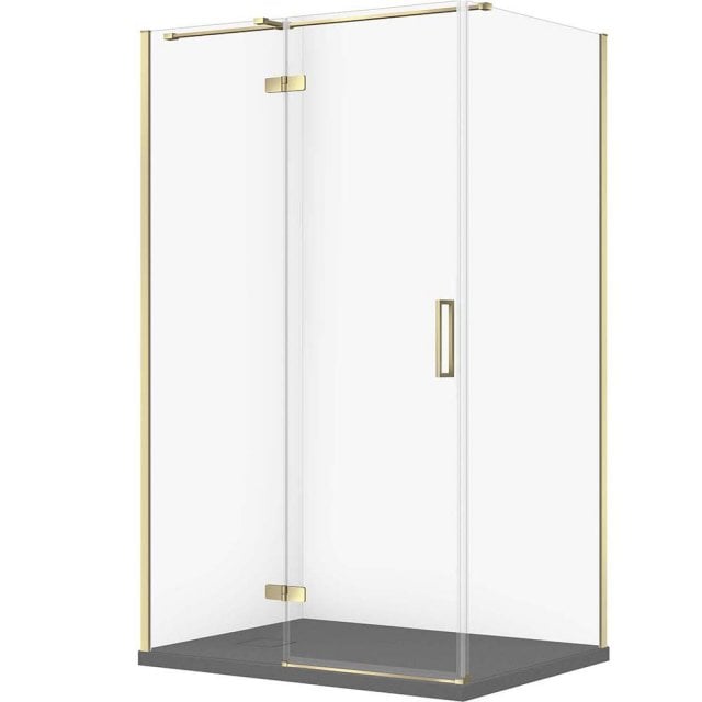 CERSANIT Zestaw kabina prostokątna JOTA lewa 120x90 złota, brodzik TA