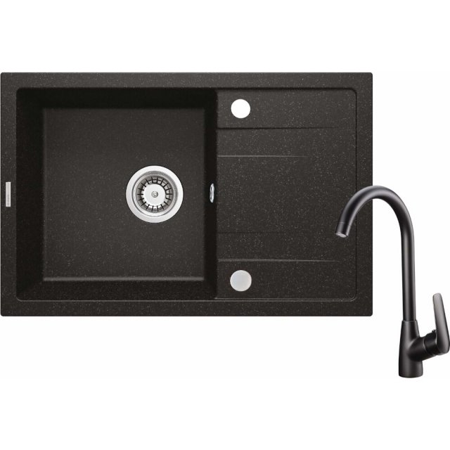 DEANTE Zlewozmywak granitowy CORIO 1-komorowy z ociekaczem grafit z b
