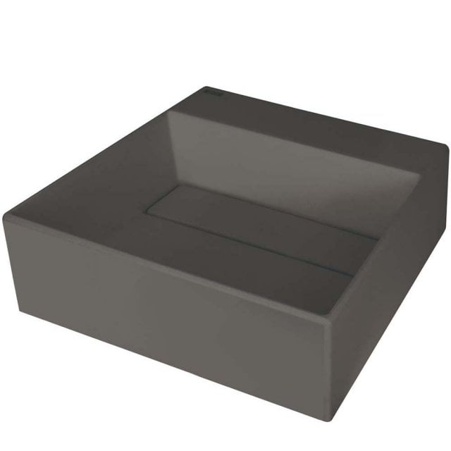 DEANTE Umywalka nablatowa CORREO 40x40 granitowa z maskownicą antracy
