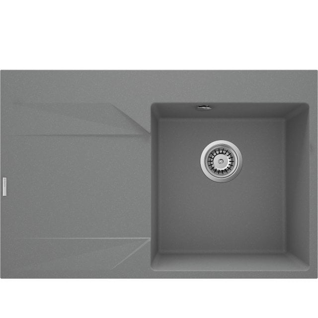 DEANTE Zlewozmywak granitowy EVORA szary metalik 1-komorowy z ociekac