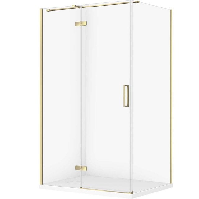 CERSANIT Zestaw kabina prostokątna JOTA lewa 120x90 złota, brodzik TA
