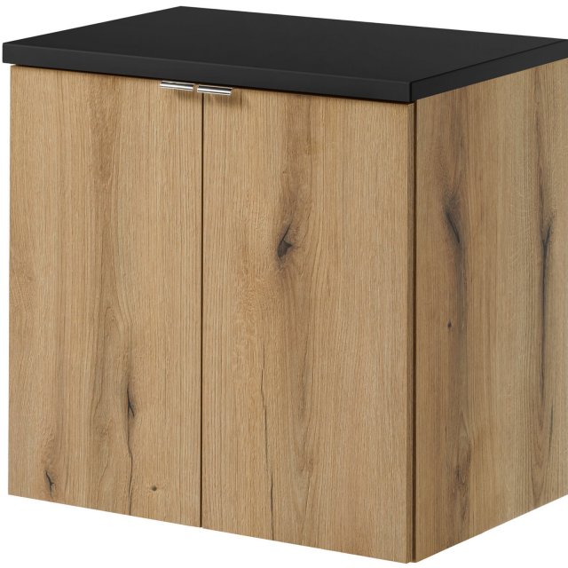 COMAD Szafka podumywalkowa z drzwiami NOVA OAK z blatem BLACK 60 cm