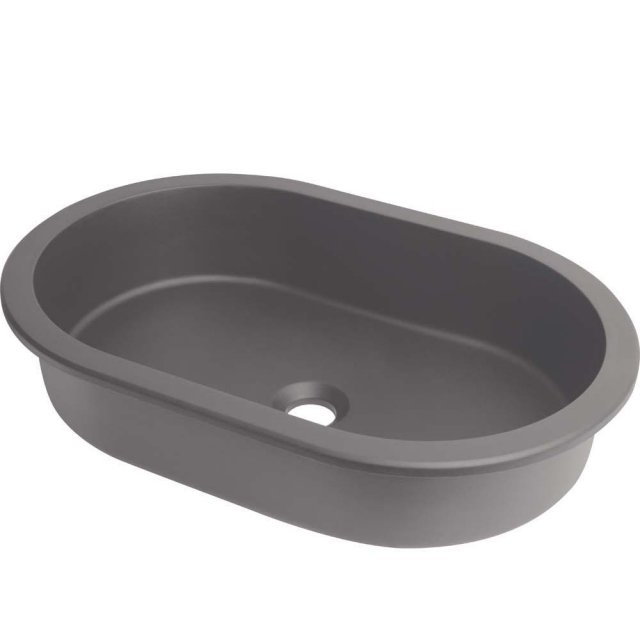 DEANTE Umywalka wpuszczana w blat SILIA granitowa owalna antracyt CQS