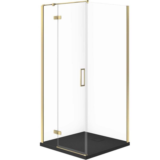 CERSANIT Zestaw kabina prysznicowa JOTA lewa 90x90 złota, brodzik TAK
