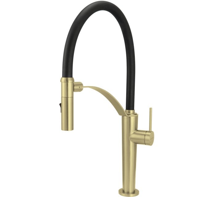 DEANTE Bateria kuchenna stojąca CORDA z elastyczną wylewką złoty szcz