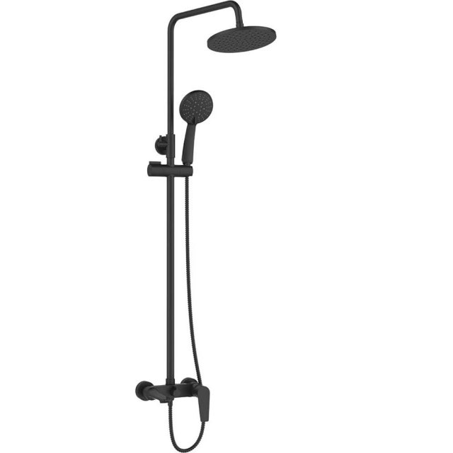 INVENA Deszczownica DOKOS z baterią wannową czarna AU-19-B04-V