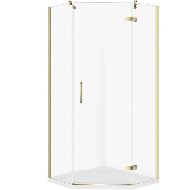 CERSANIT Zestaw kabina pięciokątna JOTA prawa 80x80 złota, brodzik TA