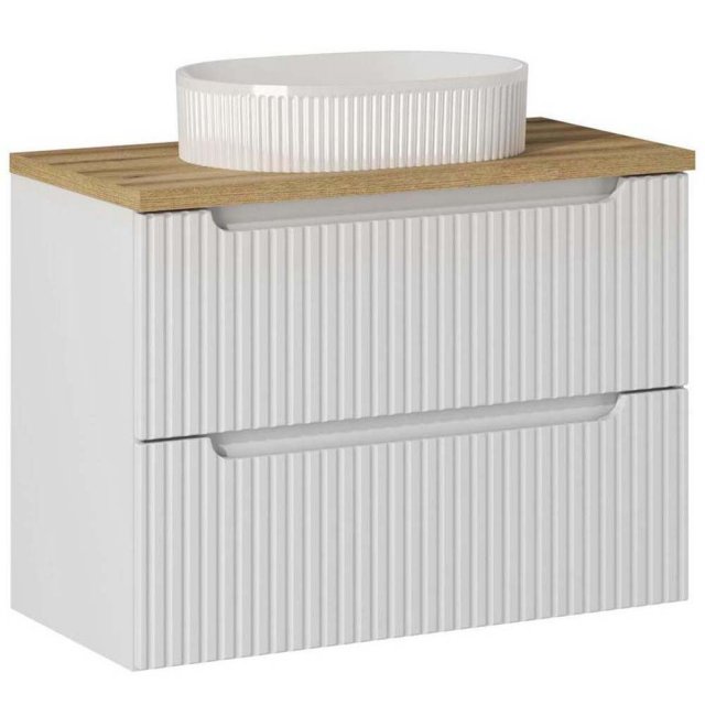 COMAD Zestaw mebli NOVA WHITE szafka z blatem OAK 80 cm, umywalka BEY