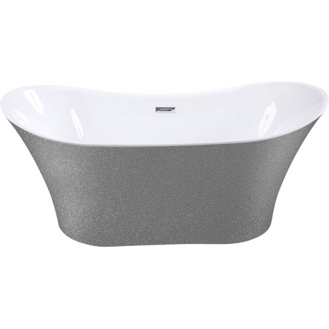 BESCO Wanna wolnostojąca AMBER GLAM SREBRNA 170x80 syfon z przelewem