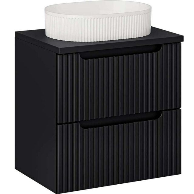 COMAD Zestaw mebli NOVA BLACK szafka z blatem 60 cm, umywalka BEYOND