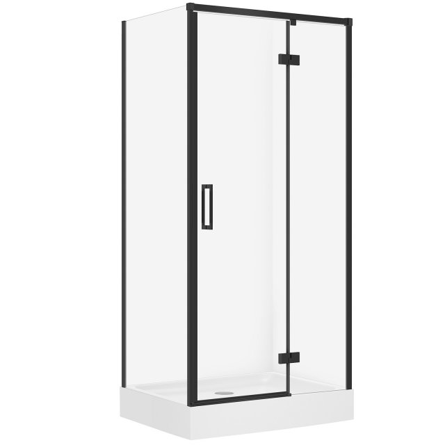 CERSANIT Kabina prysznicowa LARGA prawa 100x80x195 czarna z brodzikie