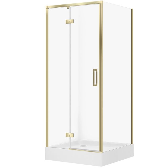 CERSANIT Kabina prysznicowa LARGA lewa 80x80x195 złota mat z brodziki