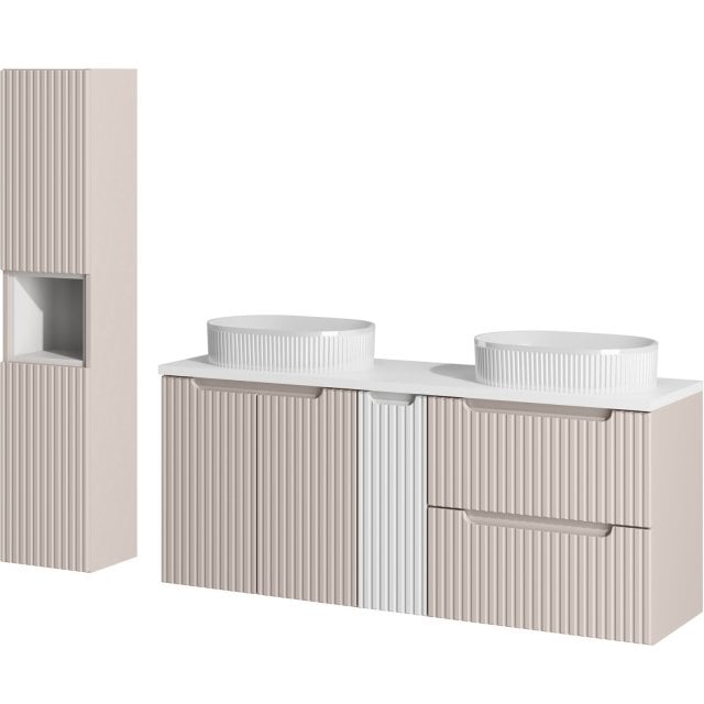 COMAD Zestaw mebli NOVA CASHMERE 3 szafki z blatem WHITE 140 cm, 2 um