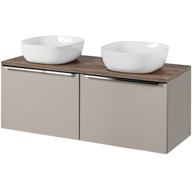 COMAD Zestaw mebli SANTA FE TAUPE 2 szafki z blatem OAK 120 cm, 2 umy