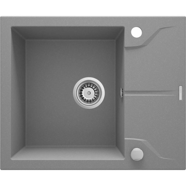 DEANTE Zlewozmywak granitowy ANDANTE 1-komorowy z ociekaczem szary me