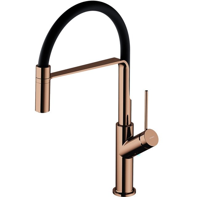 OMNIRES Bateria kuchenna VITA z wyciąganą wylewką miedź połysk/czarny