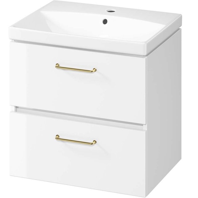 CERSANIT Szafka z umywalką MALTA 60 biała DSM, uchwyt złoty S4002-006
