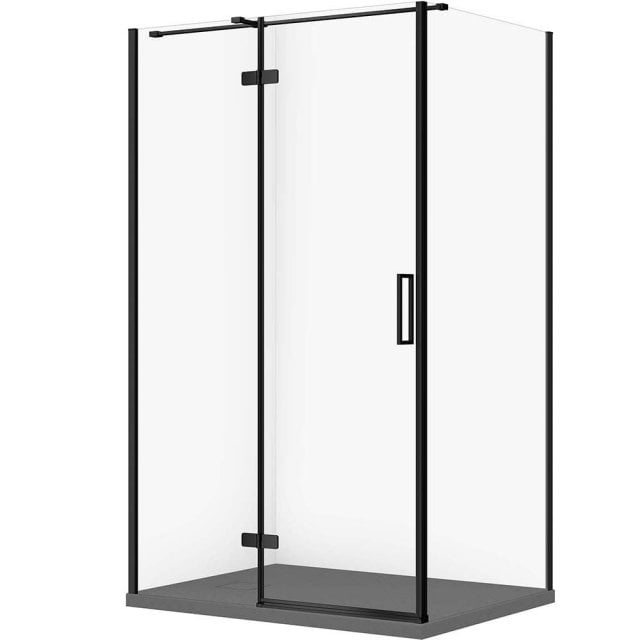 CERSANIT Zestaw kabina prostokątna JOTA lewa 120x90 czarna, brodzik T