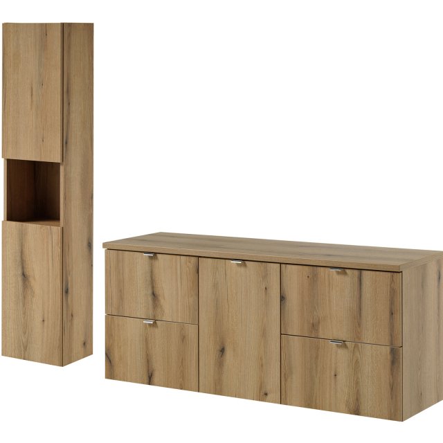 COMAD Zestaw mebli NOVA OAK 2 szafki 50 cm, szafka z koszem, blat 140