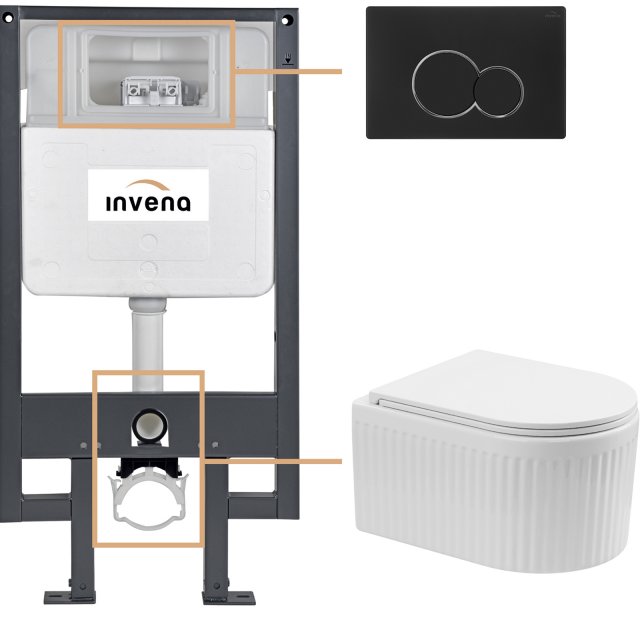 INVENA Zestaw podtynkowy 50 mechaniczny, miska GLAMOUR, deska, przyci