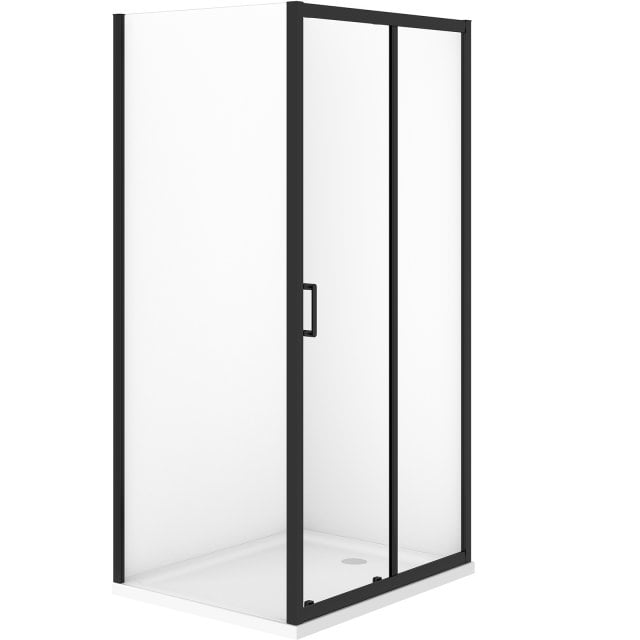 CERSANIT Kabina prysznicowa VERSO przesuwna 100x80x190 czarna z brodz