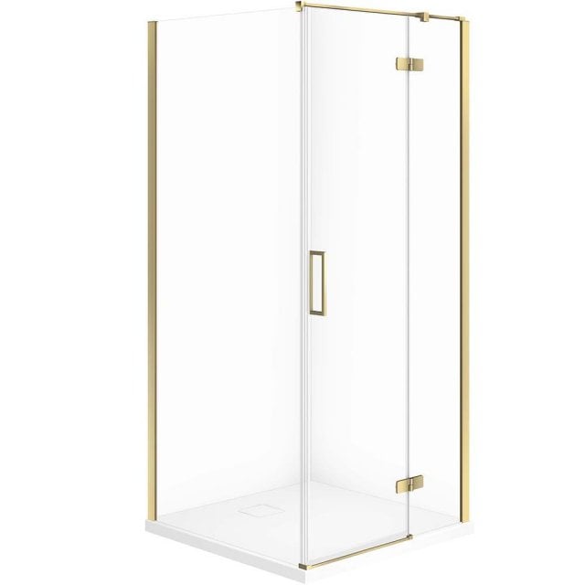 CERSANIT Zestaw kabina prysznicowa JOTA prawa 90x90 złota, brodzik TA