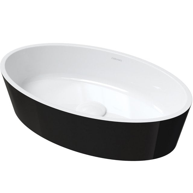 OMNIRES Umywalka nablatowa BARI M+ 50 owalna biały/czarny połysk BARI