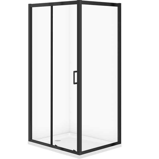 CERSANIT Zestaw kabina ARTECO prostokątna 100x80x190 czarna z brodzik