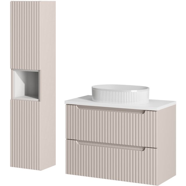 COMAD Zestaw mebli NOVA CASHMERE szafka z blatem WHITE 80 cm, umywalk