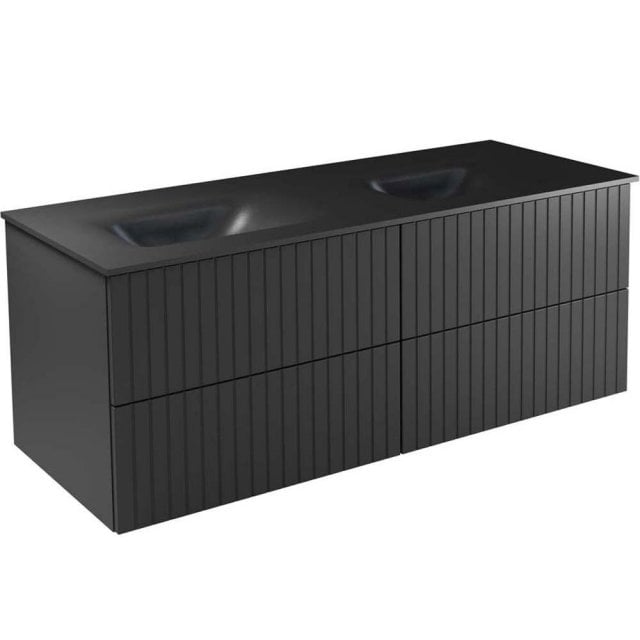 BESCO Szafka z umywalką podwójną AKYA LINEA 131 gun metal + korek kli