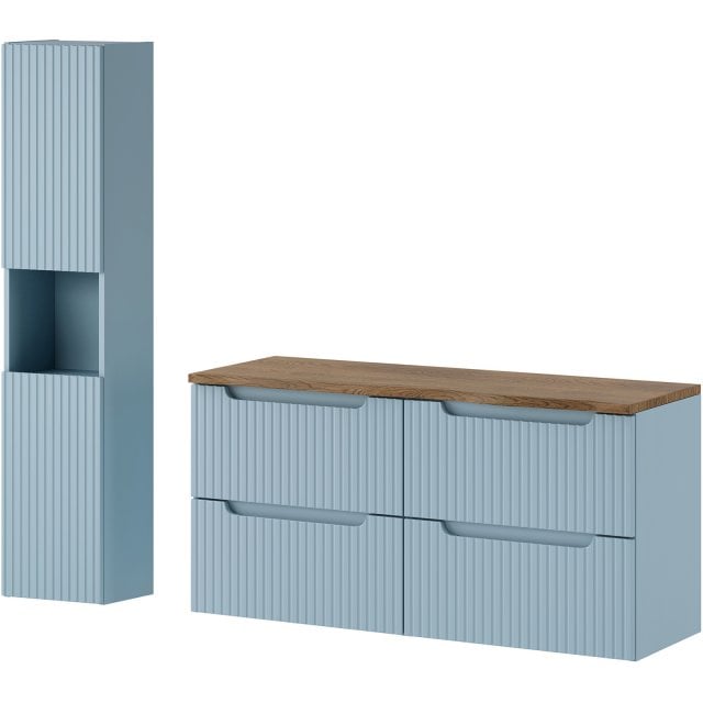 COMAD Zestaw mebli NOVA DENIM 2 szafki z blatem NATURE CASELLA 120 cm