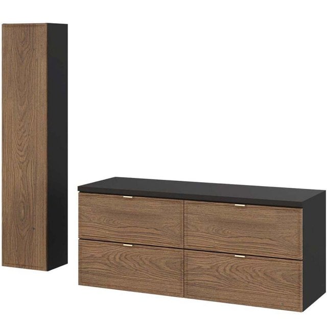 COMAD Zestaw mebli TALIA CASELLA 2 szafki z blatem BLACK 120 cm, słup