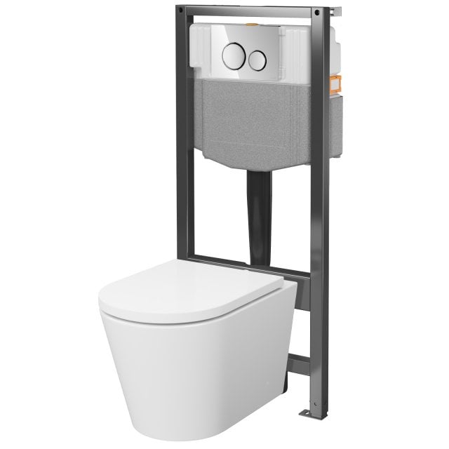 CERSANIT Zestaw podtynkowy SYSTEM 50 mech GRAFIT, miska KORAL, deska,