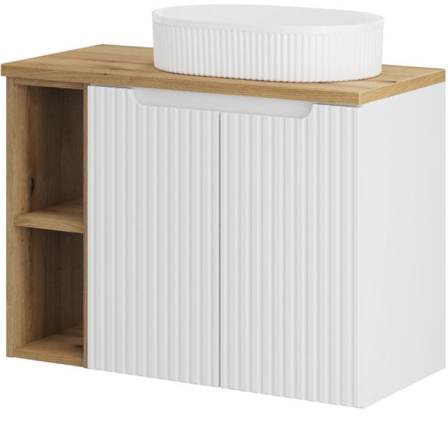 COMAD Zestaw mebli NOVA WHITE 2 szafki z drzwiami z blatem OAK 80 cm,