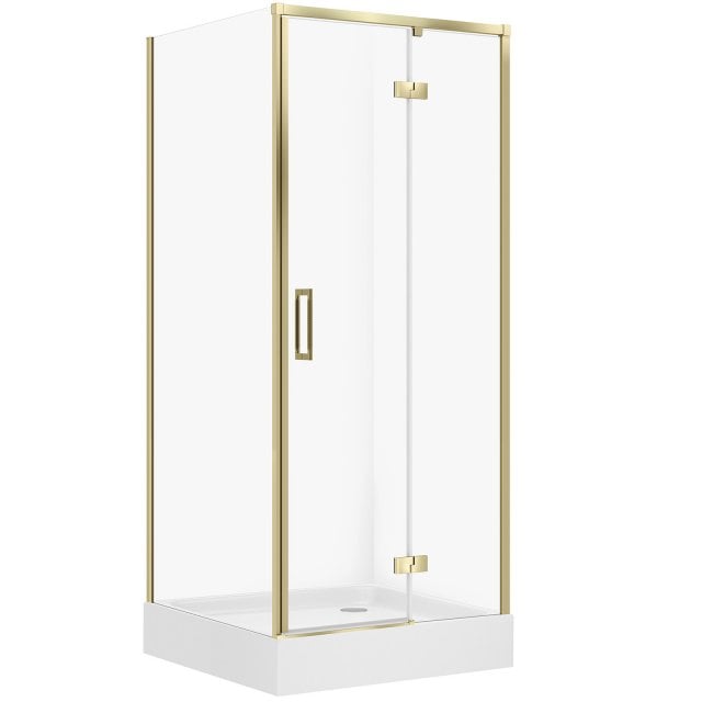 CERSANIT Kabina prysznicowa LARGA prawa 90x90x195 złota mat z brodzik